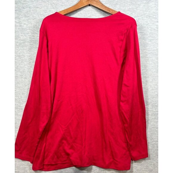 Quacker Factory Womens Red Top Rhinestone Angel Size 2X Christmas - Picture 5 of 5